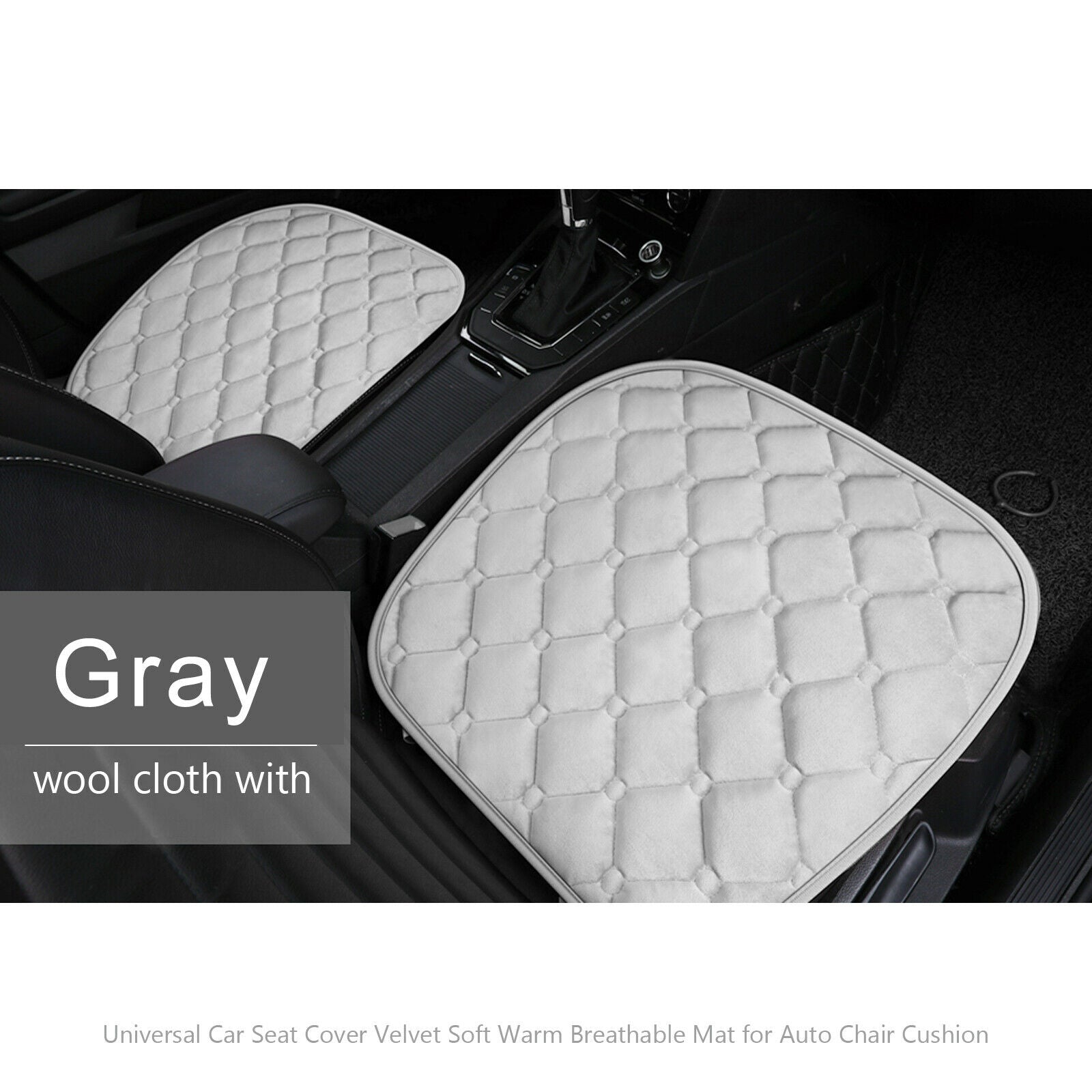 Gray Car Seat Cover Velvet Soft Breathable Mat for Auto Chair Cushion CN