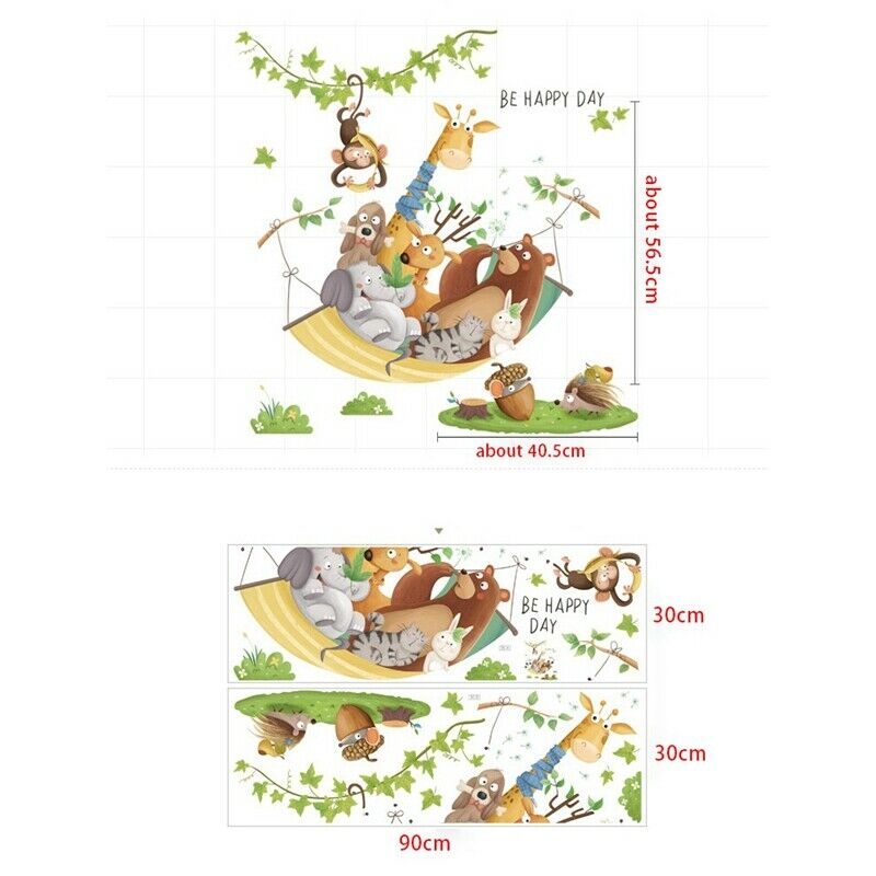 Cartoon Giraffe Wall Stickers for Kids Rooms Kindergarten Wall Decor Self-AdC6Y2