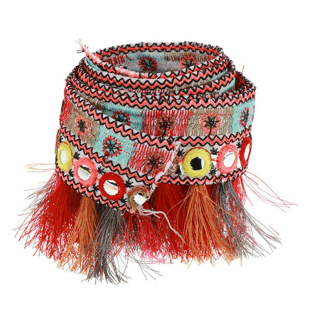 Ribbon  Fringe Tassel Ethnic Jacquard Trim Supplies Red DIY Craft 1 Yard
