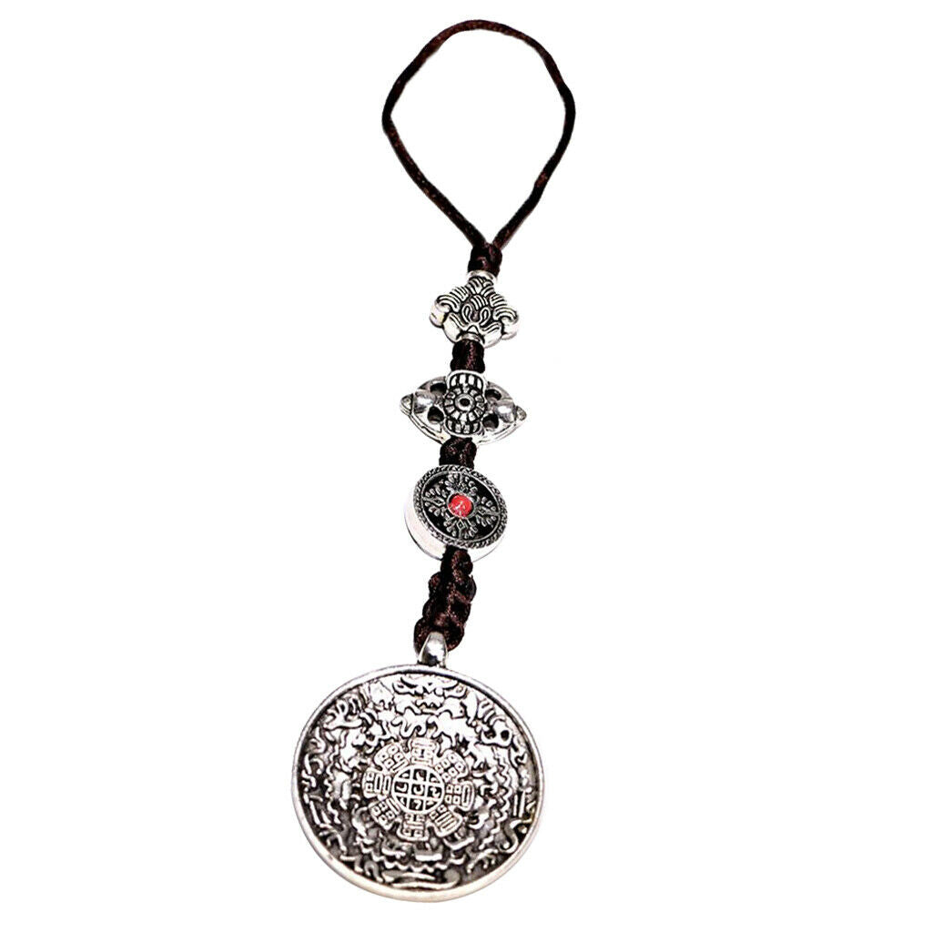 Tibetan Shamans Buddhism Copper Mirror Amulet Pendant Necklace Car Hanging L