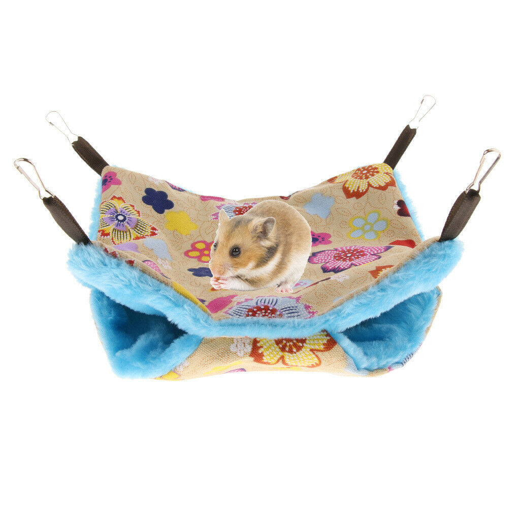 Small Pet Hamster Ferret Double Bunkbed Cage Hammock Hanging Bed Yellow+Blue