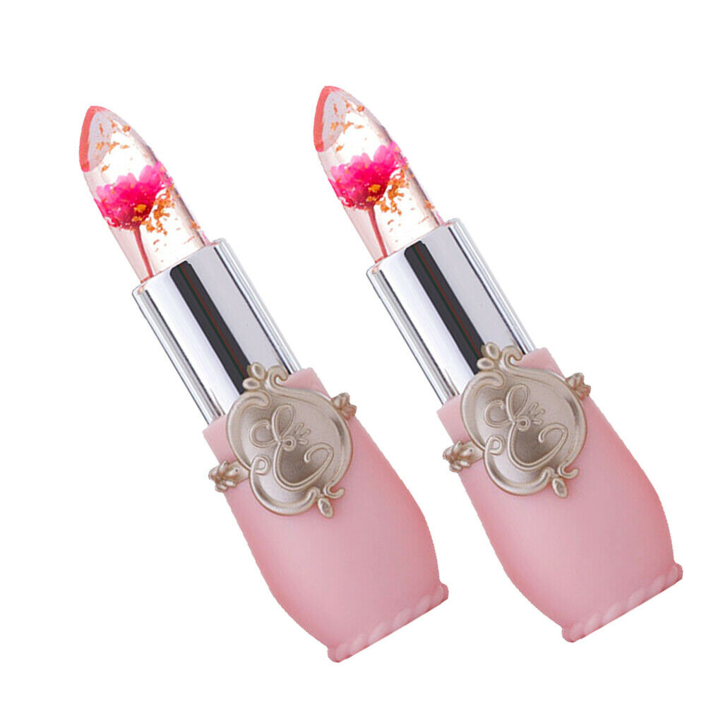 MagiDeal 2Pc Crystal Jelly Flowers Lipstick Lip Balm Temperature