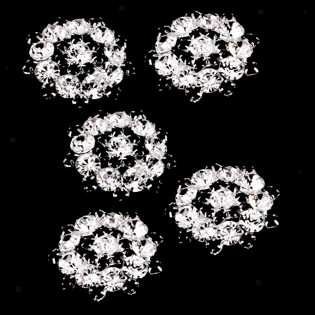 5 Pieces Sparkly Crystal Flower Shape Shank Buttons Sewing on Clothes Dress