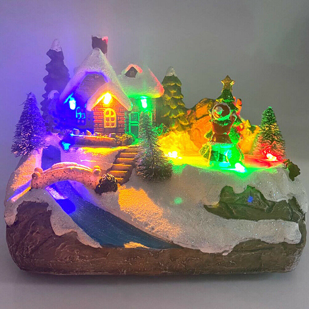 Christmas Snow House Village Decoration with Music LED Light  Home Decoration