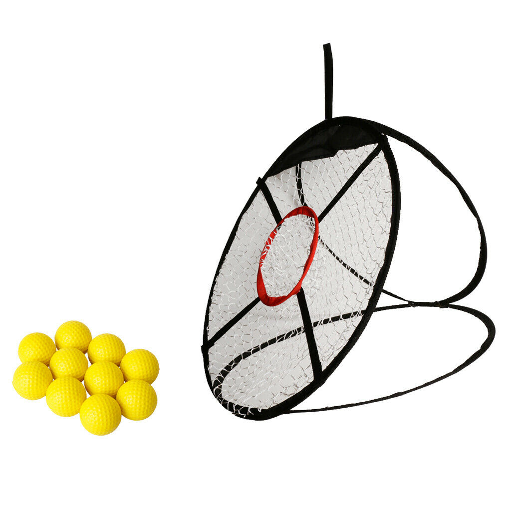 10pcs Yellow Golf Soft PU Foam Practice Balls + 61cm Golf Training Net Aids