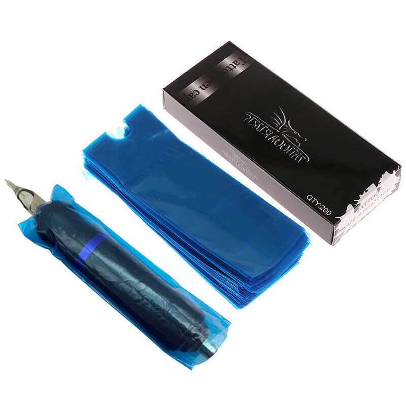 200pcs Tattoo Clip Plastic Cord Sleeves Supply Disposable Covers Bags Mach FTBU