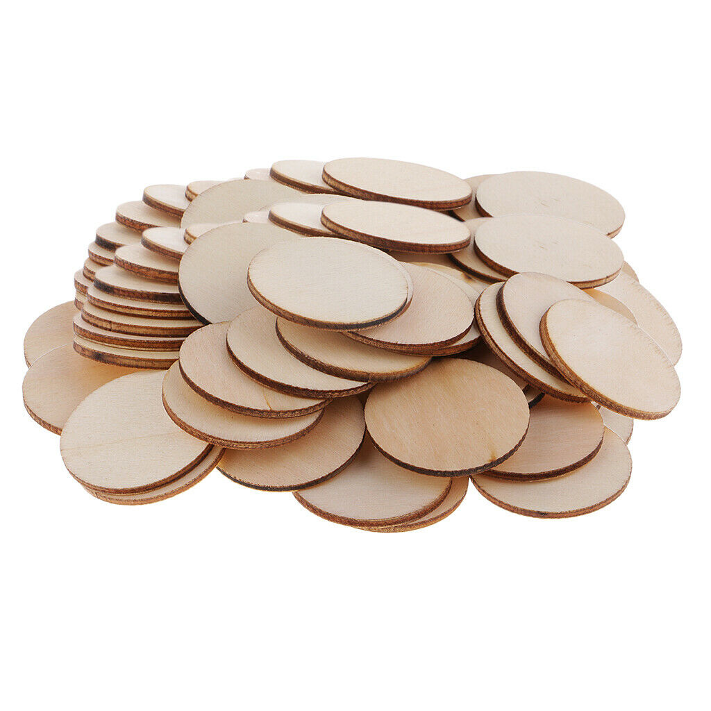 100x Blank Wood Plaque Pieces for DIY Painting Drawing Engraving Craft 35mm
