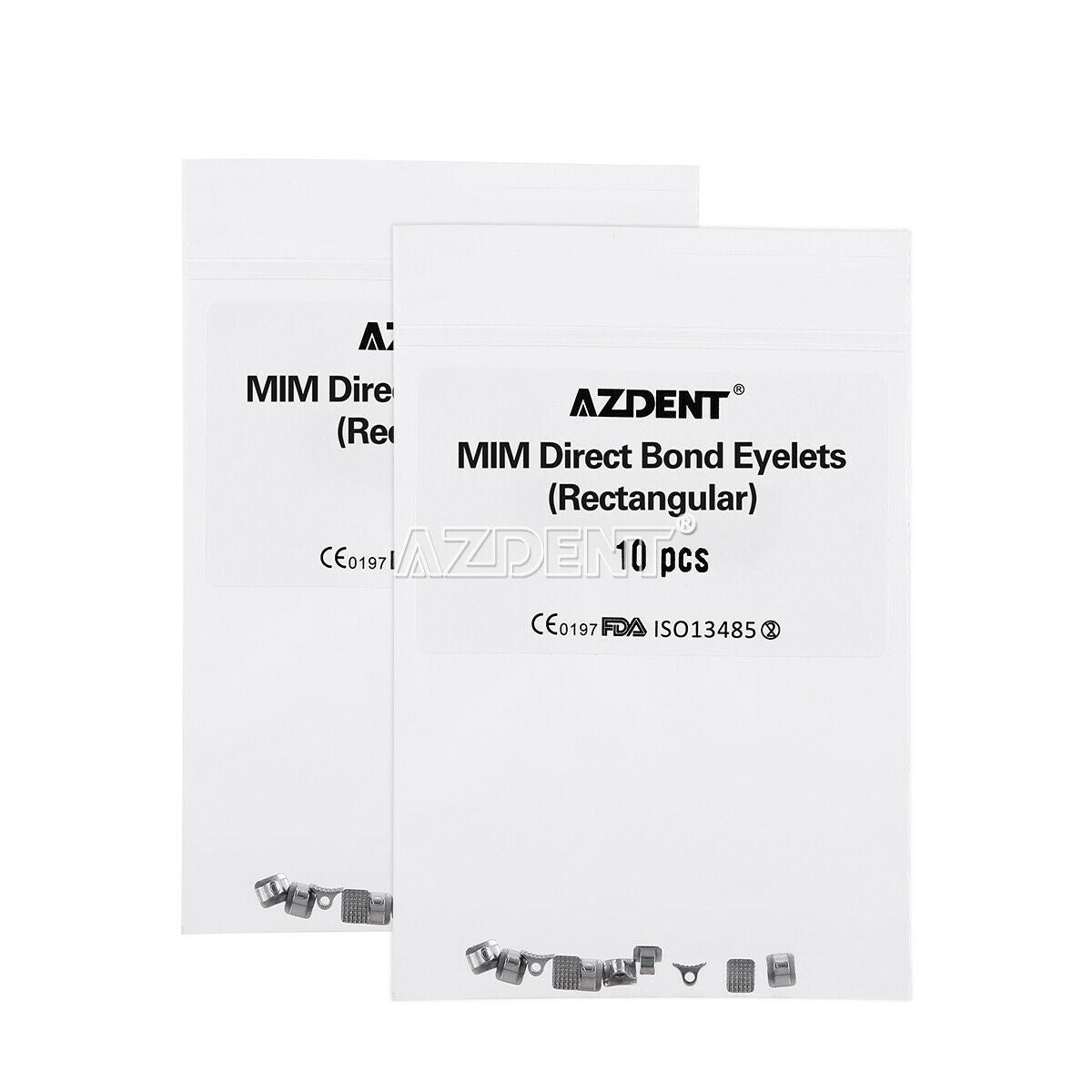 20XAZDENT Dental Orthodontic Lingual Buttons Direct Bond Eyelet Rectangular Base