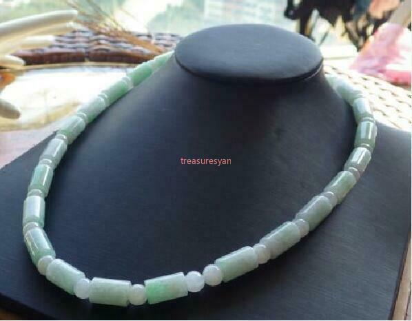 Certified 6x9mm Green Burma A JADE Jadeite Beads Circle Necklace 19 inches