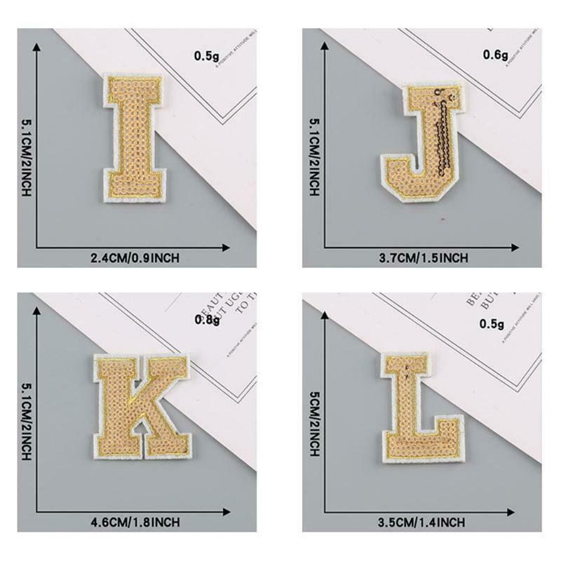 28pcs Glitter Sequins Patch A-Z Alphabet Letter Sew On Patch Embroidery Applique
