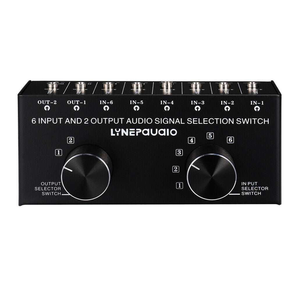 1PCS 2 Port Input 6 Output Video Audio AV 3.5mm Switch Switcher Selector Box