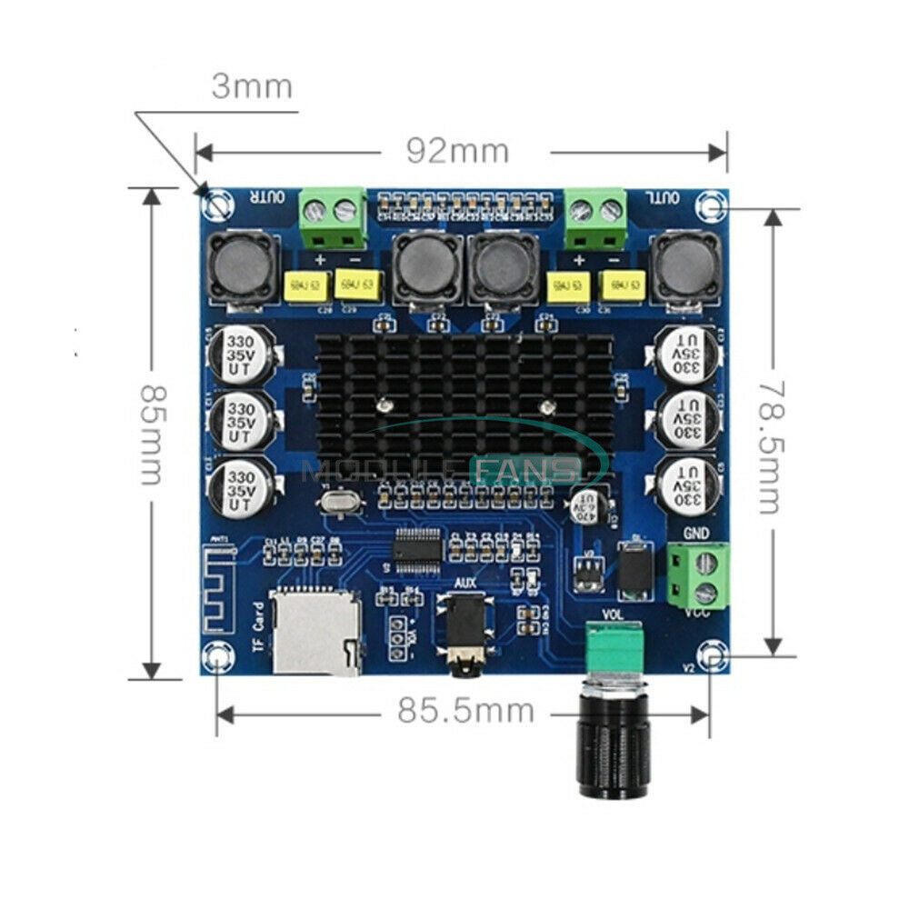 Digital Bluetooth 4.1 Power Amplifier Board TPA3116 TF Card AUX 50W*2 XH-A104