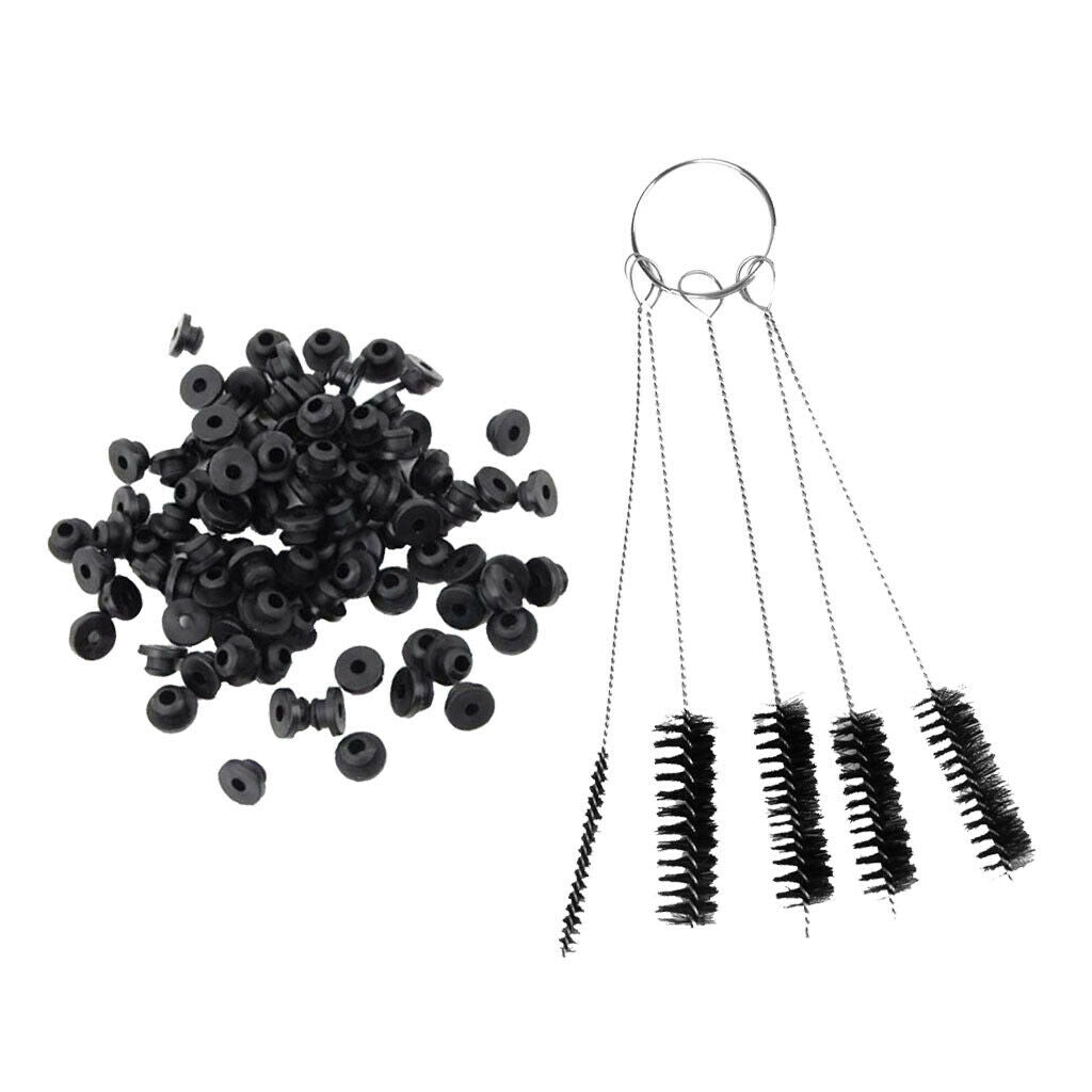100 Tattoo Rubber Grommets Nipples+Tube  Tube Tips Cleaning Brush 5PCS Set