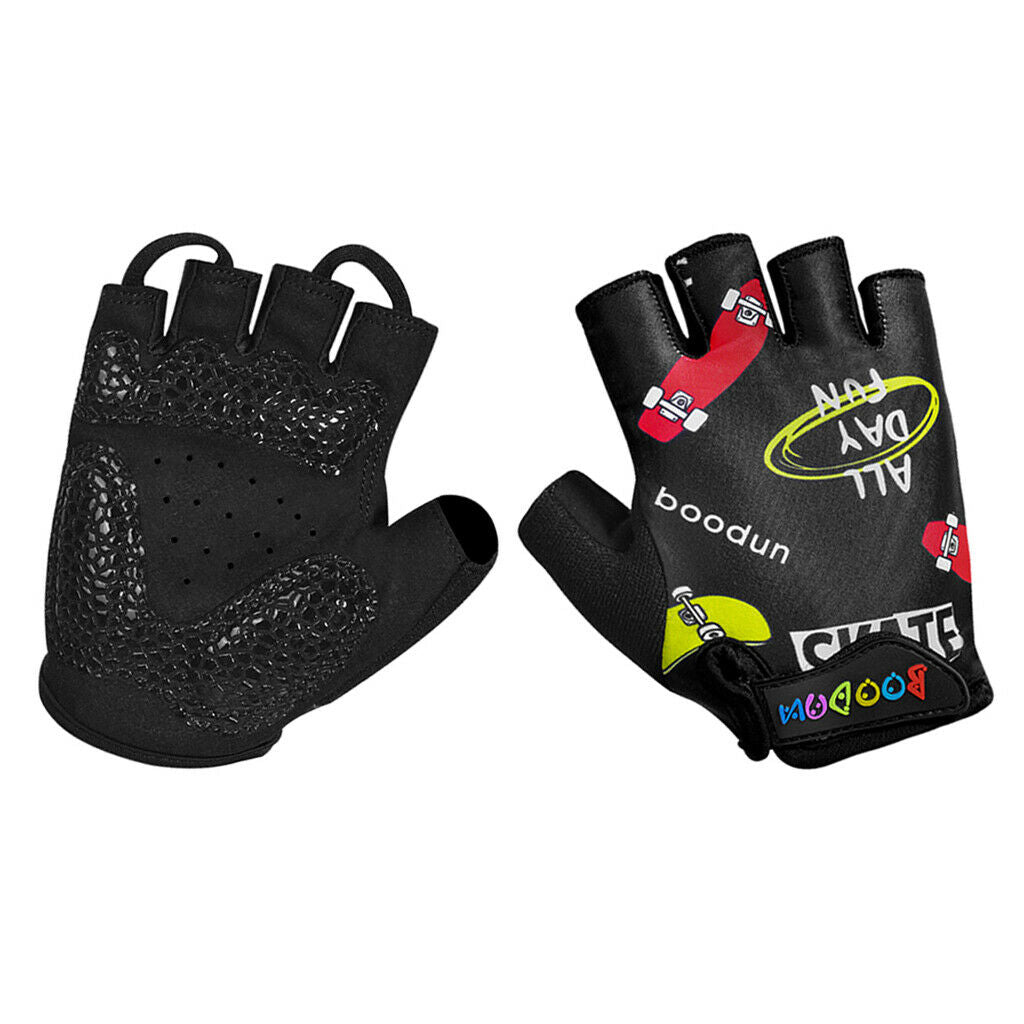 1 Pair Outdoor Riding Sports Fitness Short Finger Children Half Gloves D-L
