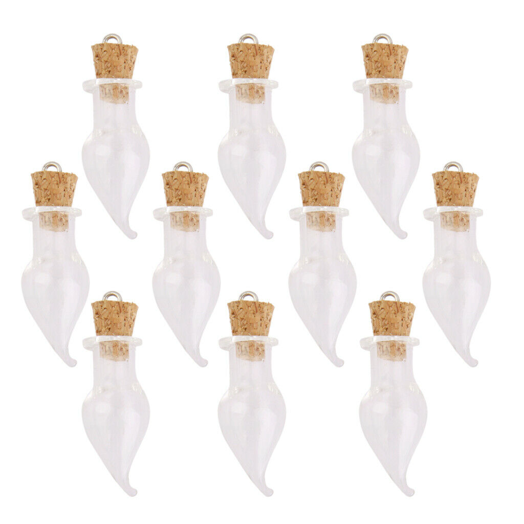 20pcs Glass Cork Bottle Long Heart Pepper Jars Vials DIY Wishing Bottles