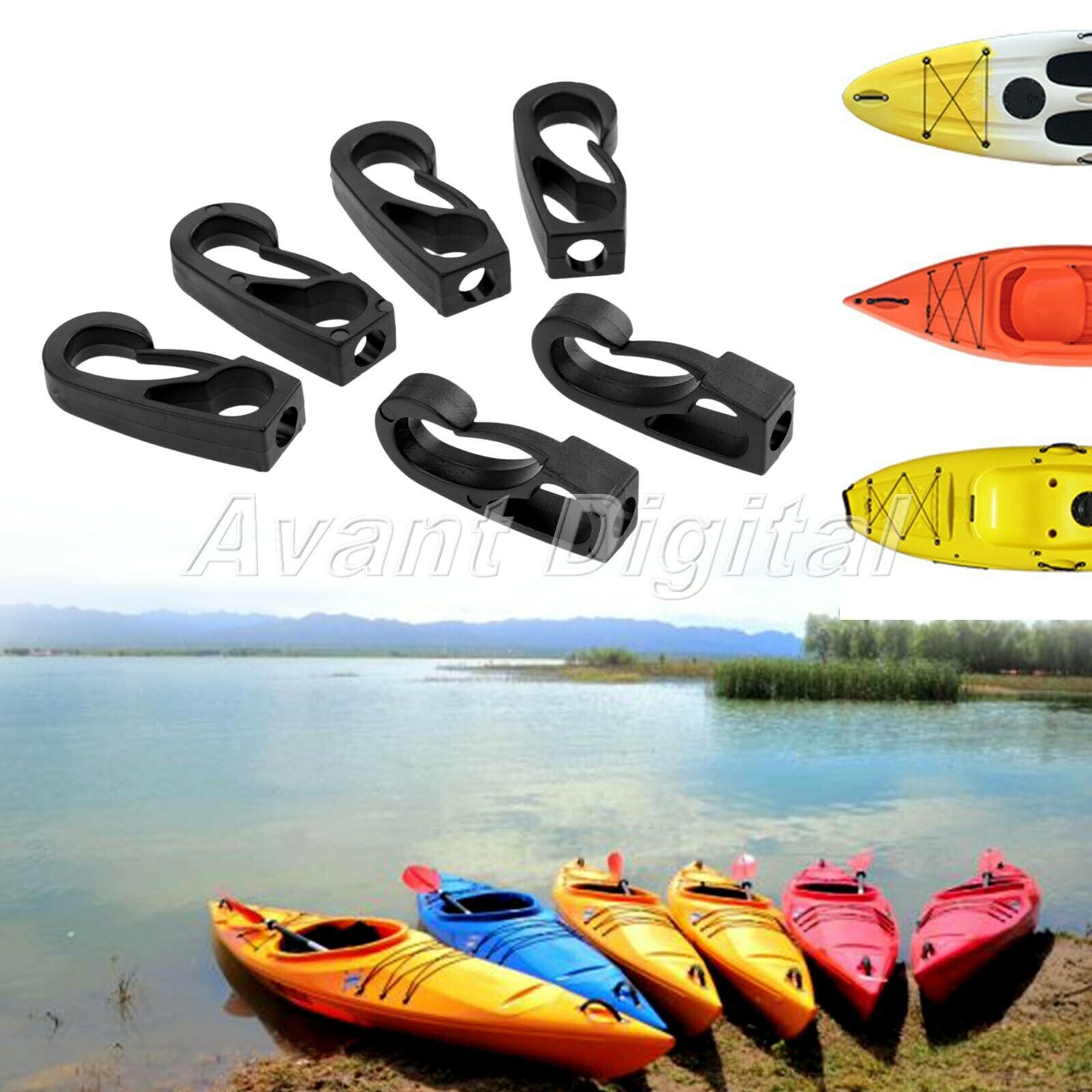 6Pcs Kayak Cord Hooks Canoe Elastic Rope End Buckle Esential Boat Clasp Botton