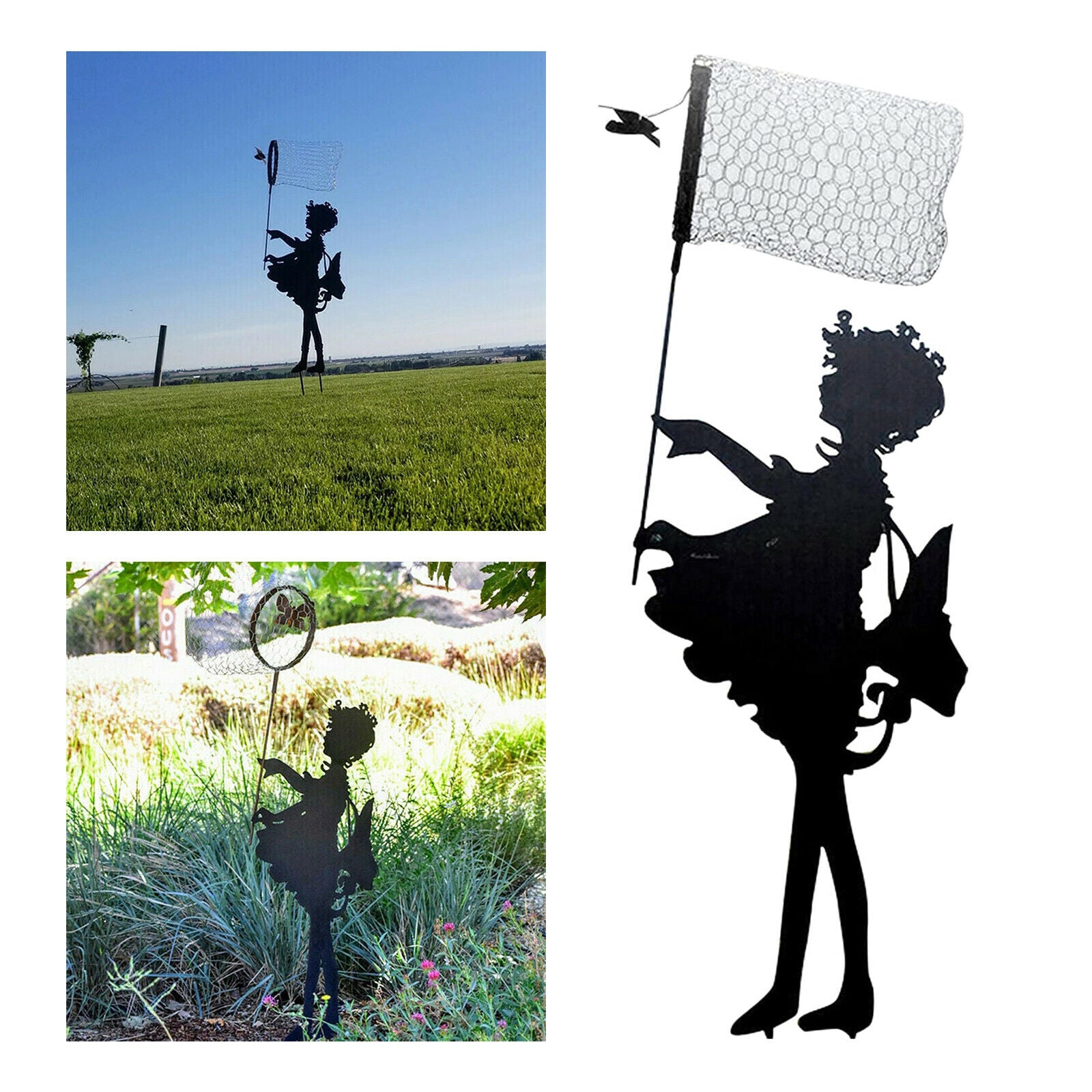 Garden Art Ornaments Outdoor Metal Fairy Girls Stake Patio Lawn Sculptures