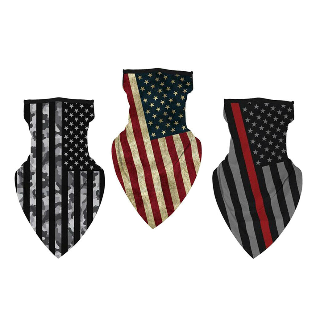 3Pcs Mens Sport Stars Stripes Face Balaclava Neck Gaiters Scarf Dustproof