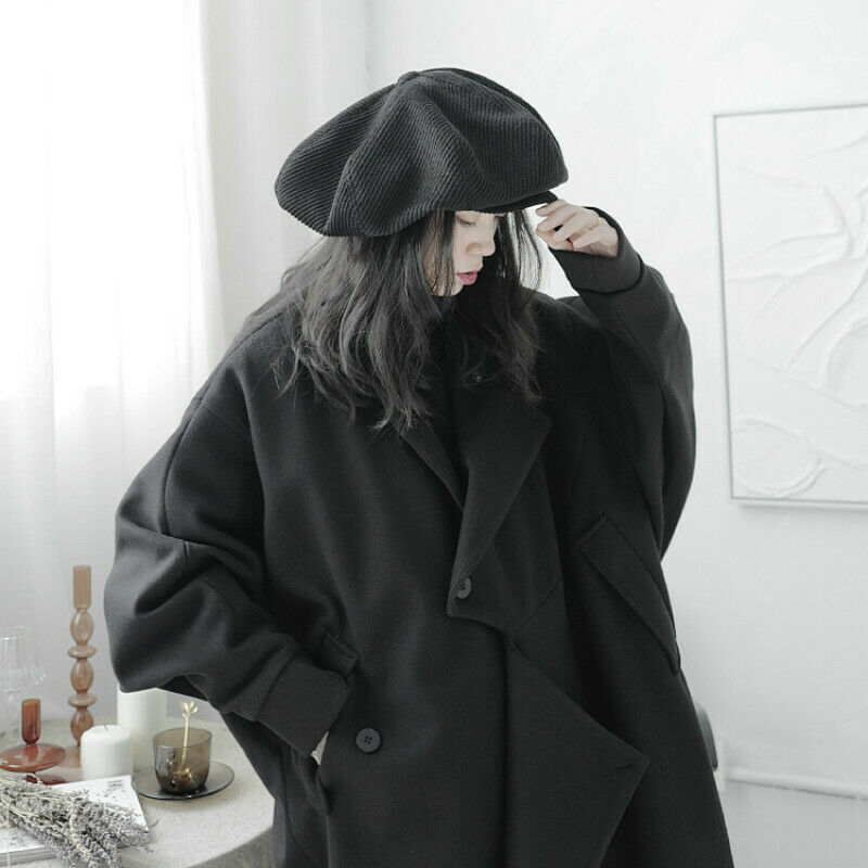 Lady Girl Hat Cap Beret Cotton Newsboy Gatsby Flat Oversized Gothic Casual Black