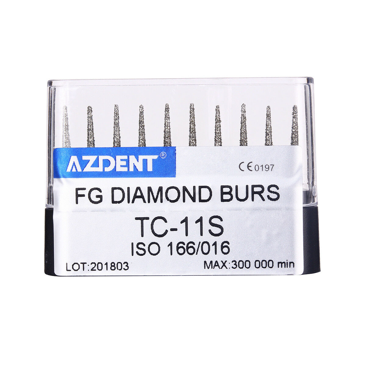 100Kit Dental Diamond Burs TC-11S Taper Cone Tip for High Speed Handpiece AZDENT