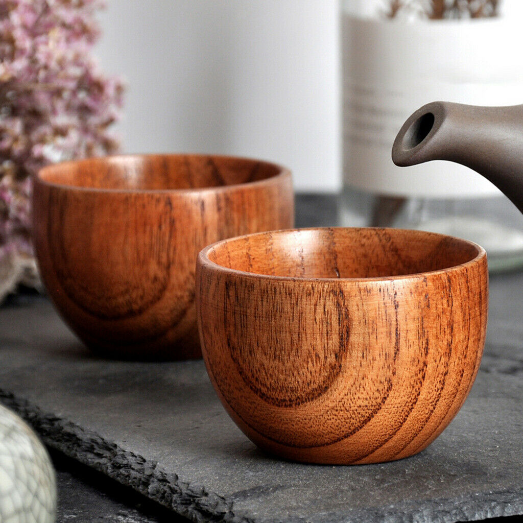 Set of 5 75ml Handmade Mini Wooden Tea Cup Drinking Cup Primitive for Beer