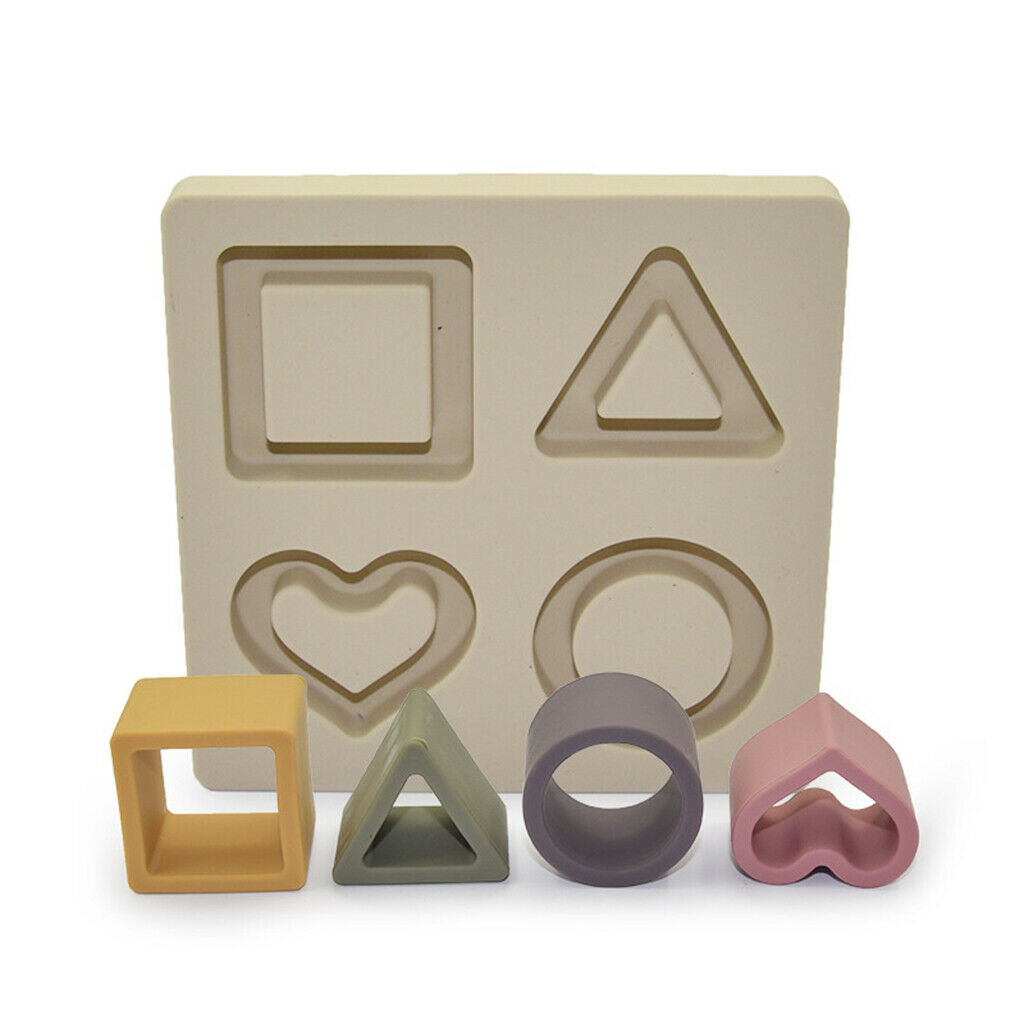 Soft Stacking Silicone Teething Puzzle Blocks Recognition Learning Toys