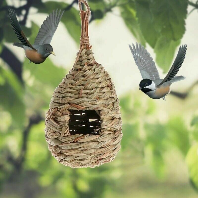 Birdhouse nest natural grass cage home yard decoration small