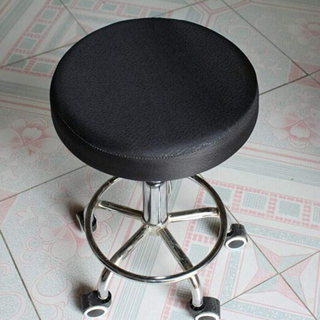 Grey &Black 2Pcs 35cm Waterproof Anti-slip Bar Stool Cover Round Lift Chair Seat