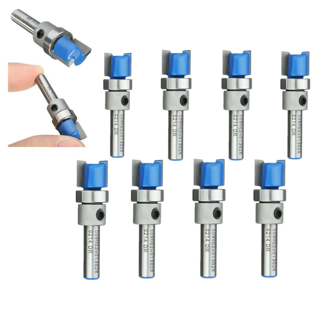 8pc 1/4'' Shank 1/2" Bearing Mortise/Template Flush Trim Cutter Router Bit