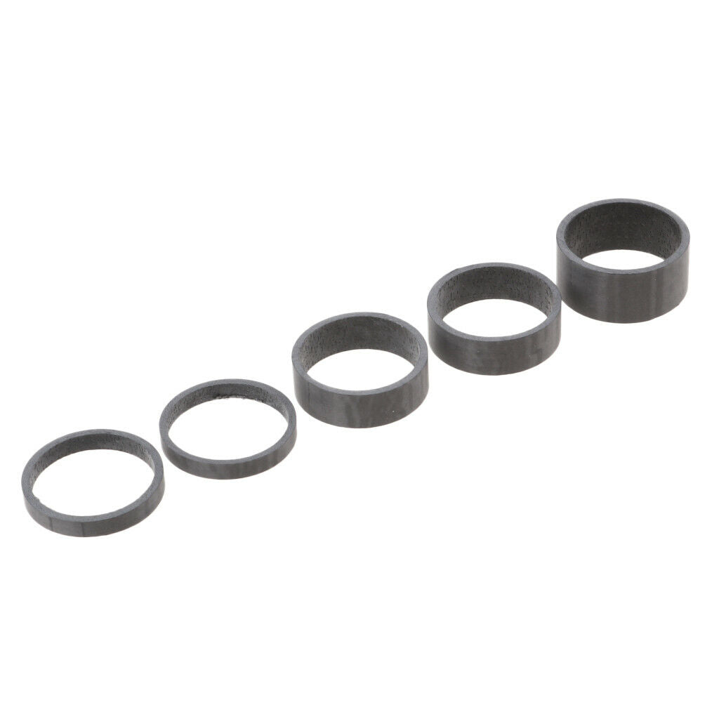 5Pcs/Set Carbon Fiber Bicycle Spacers 5/10/15mm Ultralight Headset Head Part