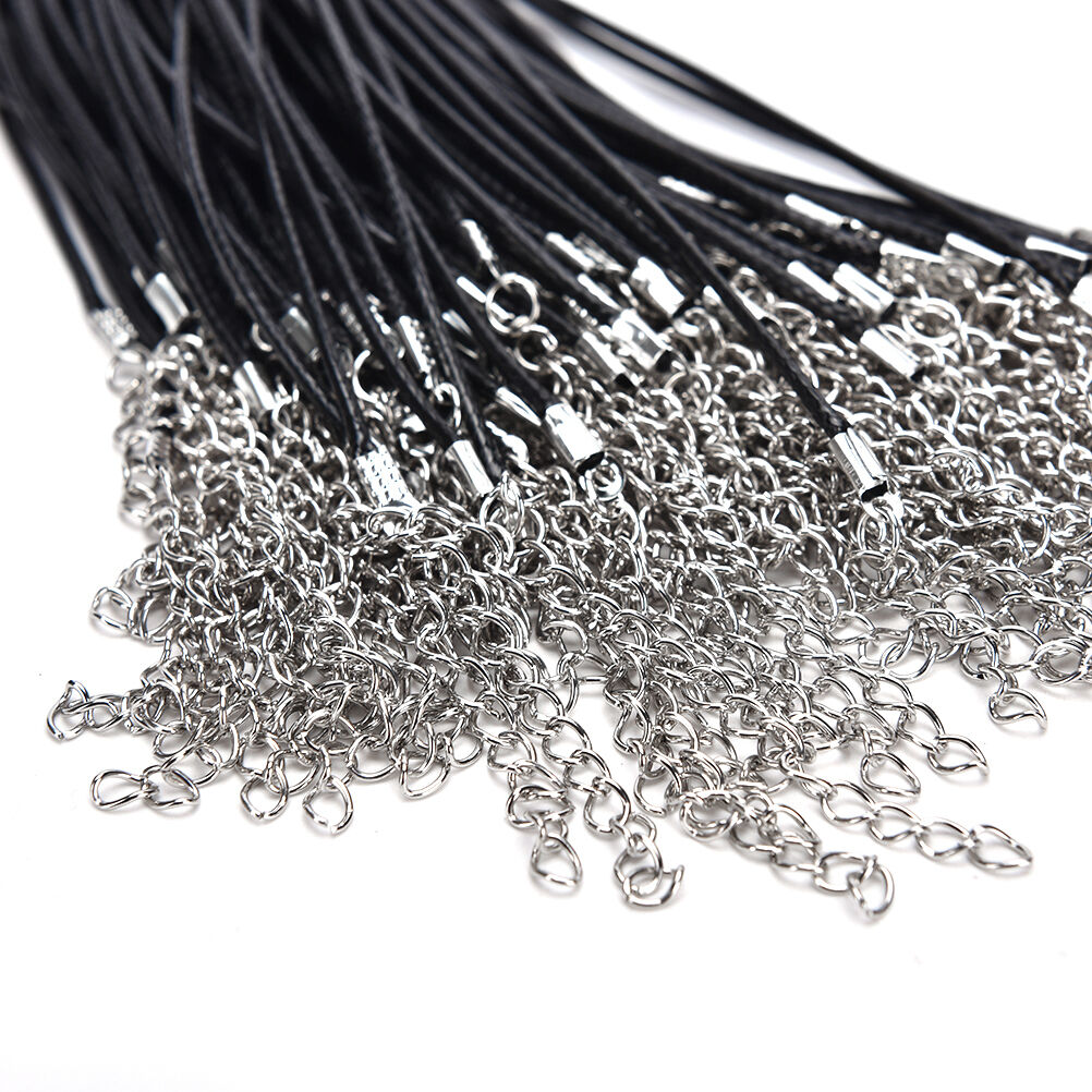 100x Wax Line Necklace Pendant Charms Cord Beads String Lobster Strap Rope  Rf