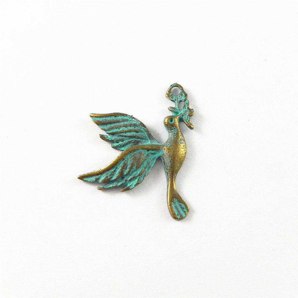 Retro Bronze Alloy Bird Take Flower Shape Pendant Jewelry Accessory Finding 20pc