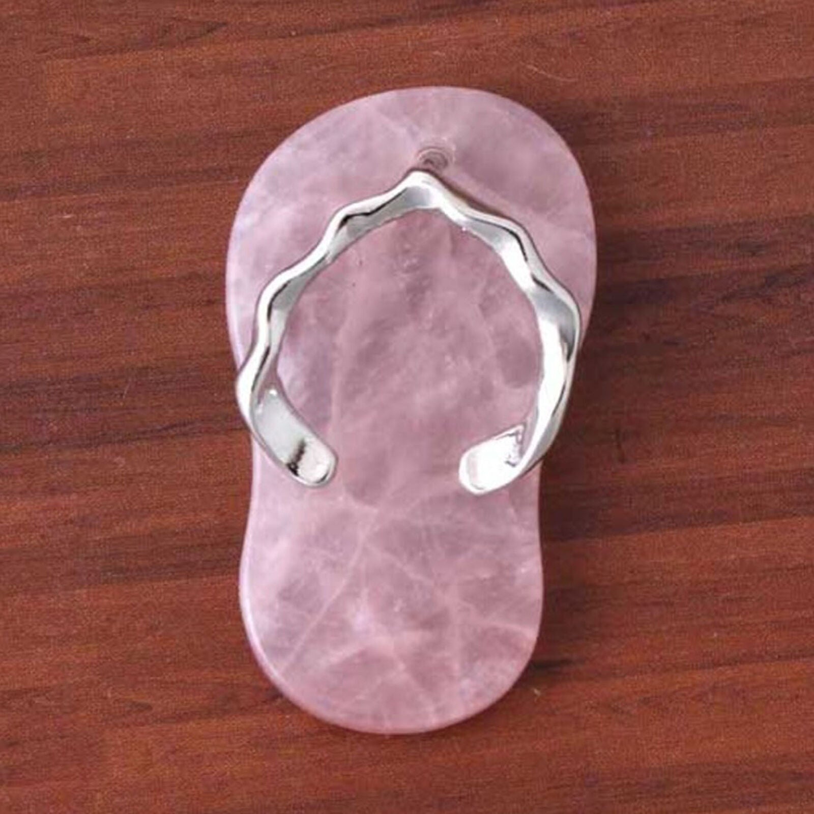 Rose Quartz stone Flip-flop Pendant Chakra Reiki Healing Amulet Energy