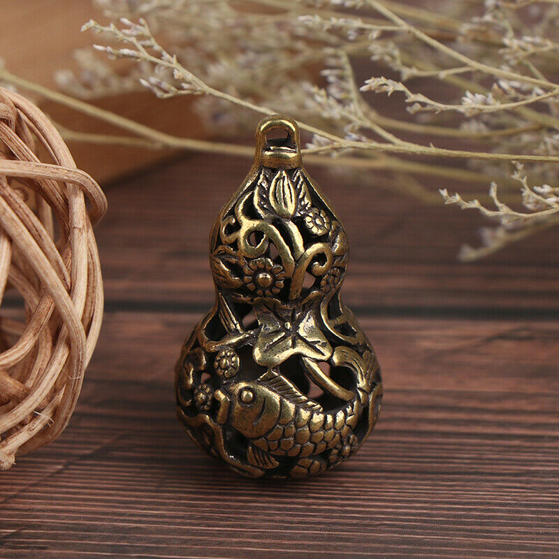 Retro Brass Hollow Gourd Chinese Traditional DIY Key Chain Lucky Penda.l8