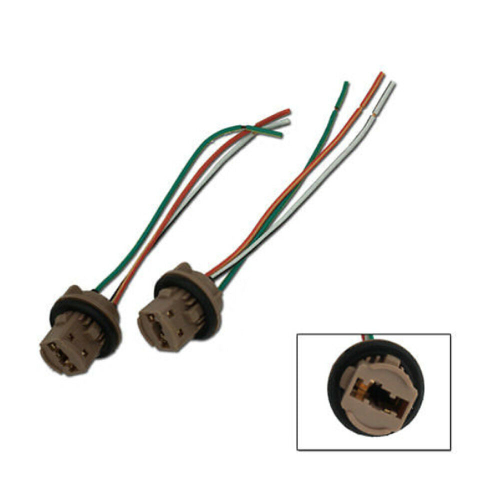 2x 7443 Bulb Socket Brake Turn Signal Light Harness Wire LED Pig Tail Plug 7440
