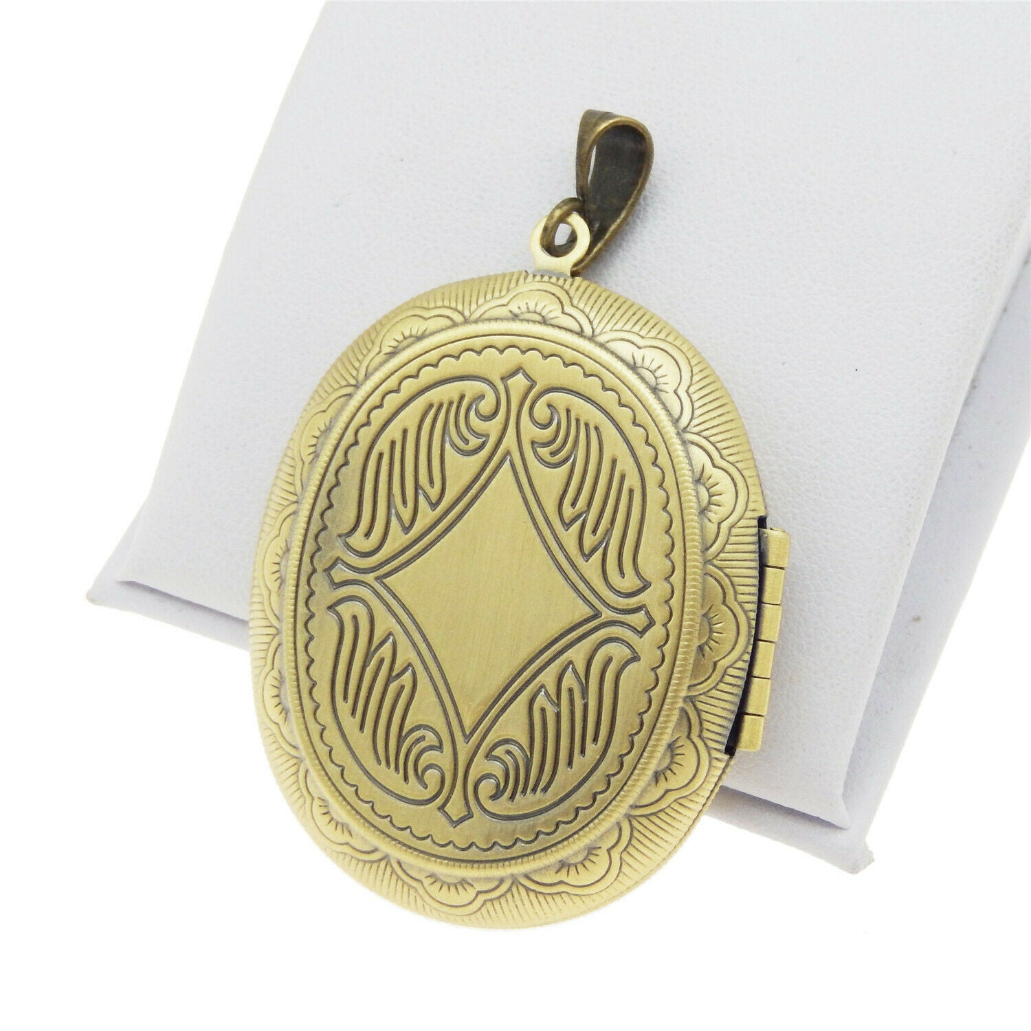 1 Piece Antiqued Bronze Brass Oval Locket Charm Necklace Pendant Inner 34x25mm
