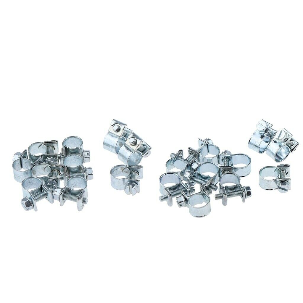 20Pcs Mini Drive Hose Clips Fuel Water Line Worm Clip Ã˜ 8-10mm & 10-12mm