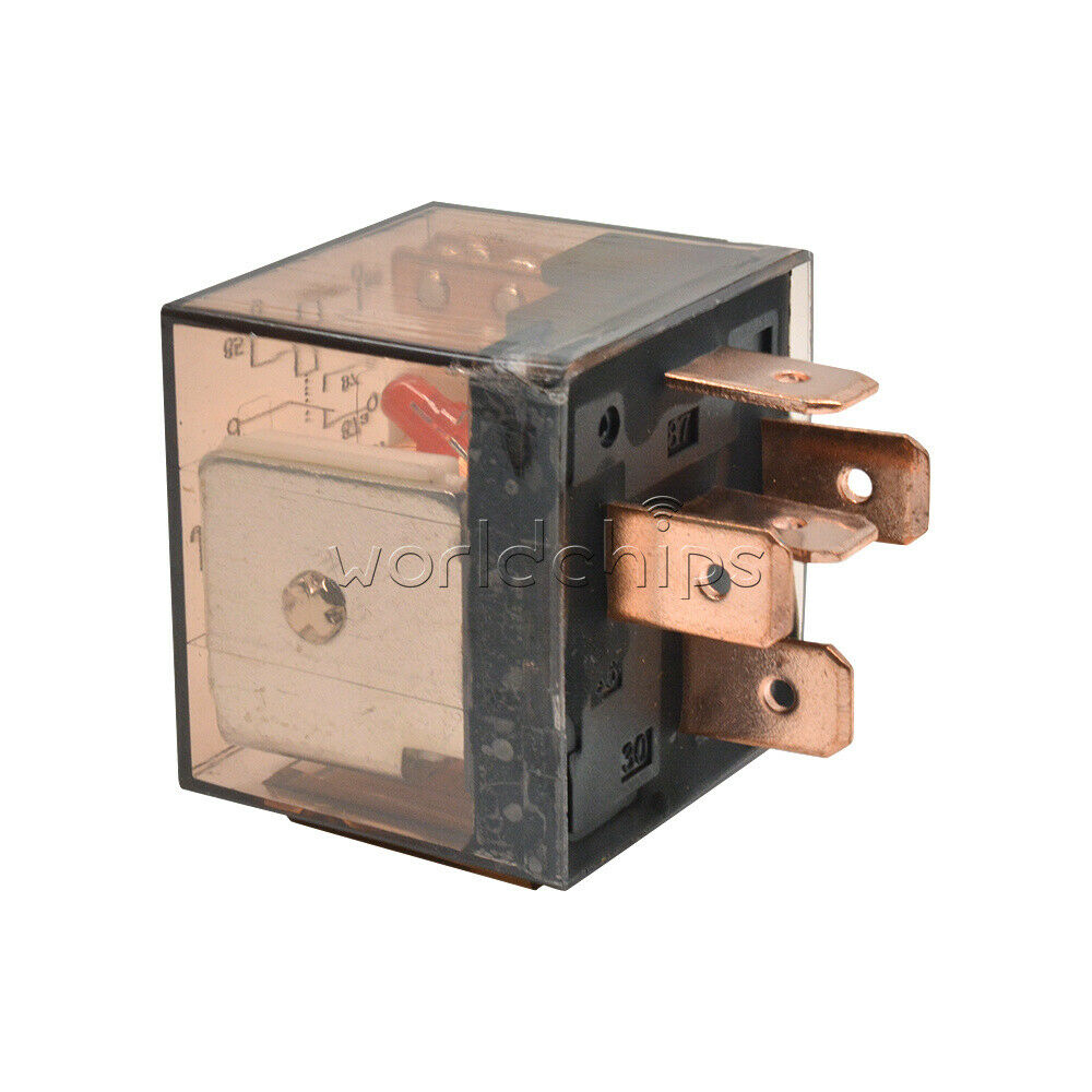12V 5Pin 80A DC 1NO 1NC SPDT 5 Pins Green Indicator Light Truck Car Relay