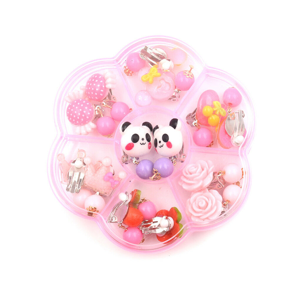 7Pairs Lovely Panada Flower Earrings Clip-On No Pierced Design For Kids Gi.l8