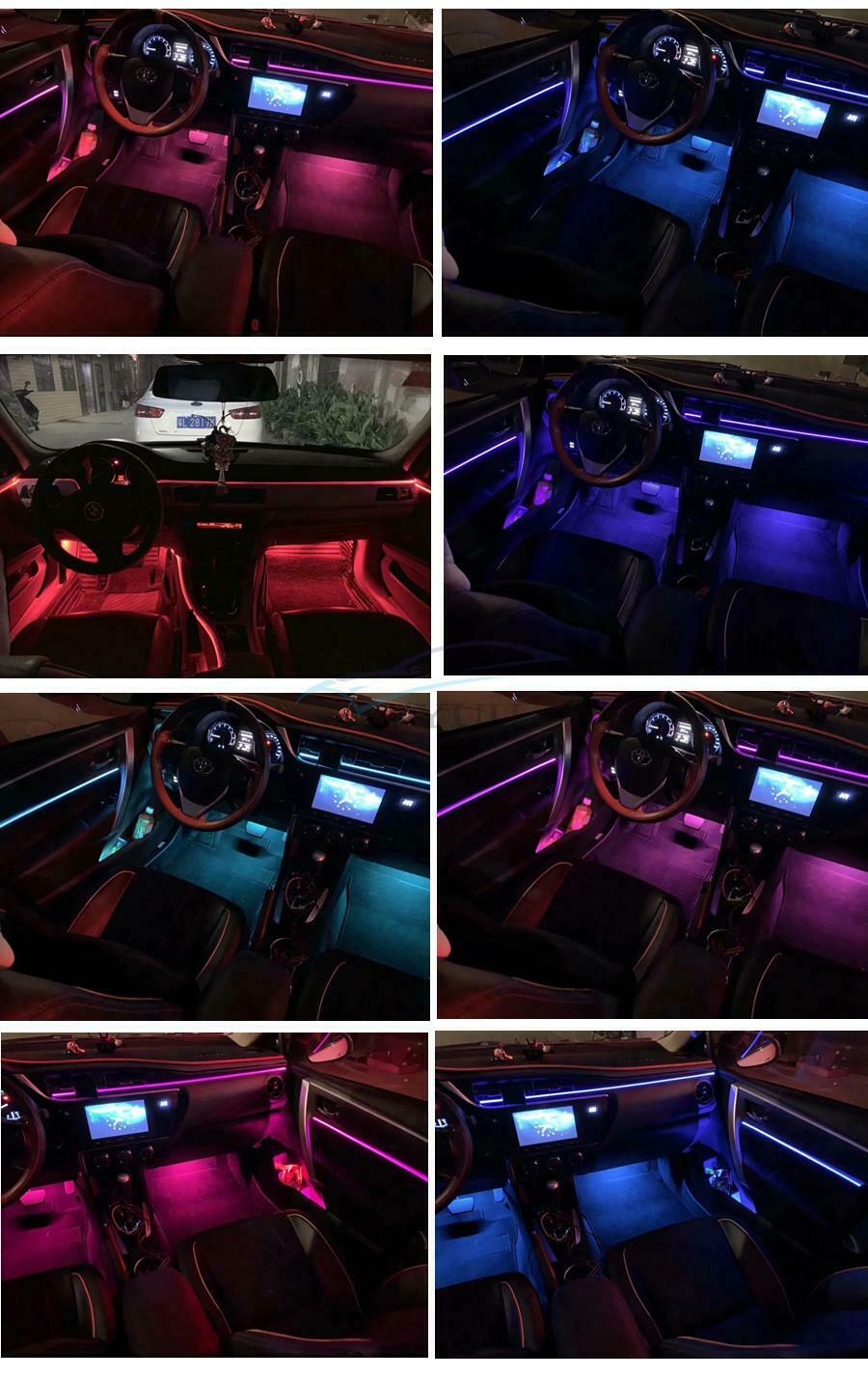 10PCS Screwless Car Interior 64Colors LED Ambient Atmosphere Light APP Control