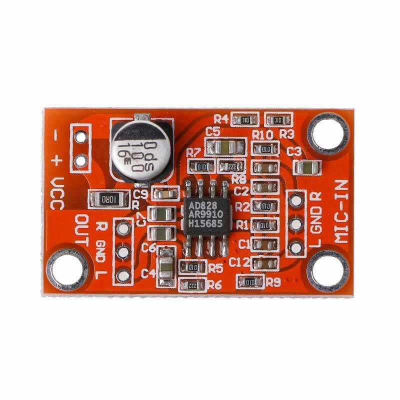 AD828 Stereo Dynamic Microphone Preamplifier Board MIC Preamp Module DC 3.8V-15V