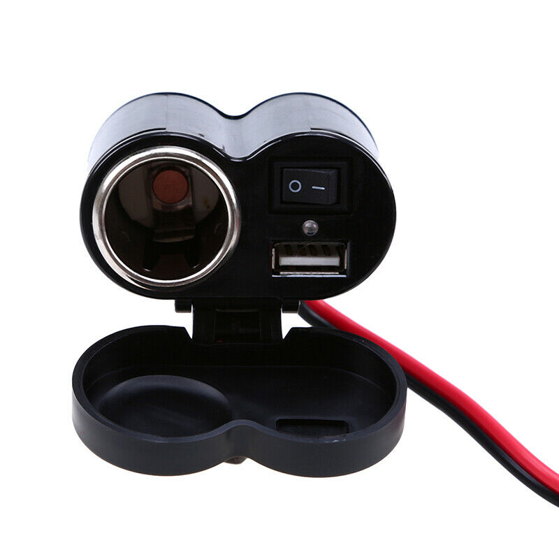 12V Outlet Waterproof Power Dual Socket Car Motorcycle Cigarette Lighter Plug US