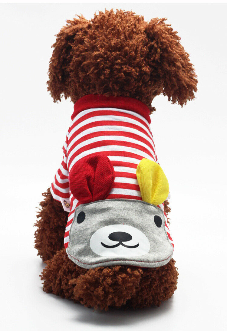 Pet Puppy Small Striped Dog Cat Vest T-Shirt Summer Apparel Clothes Red M