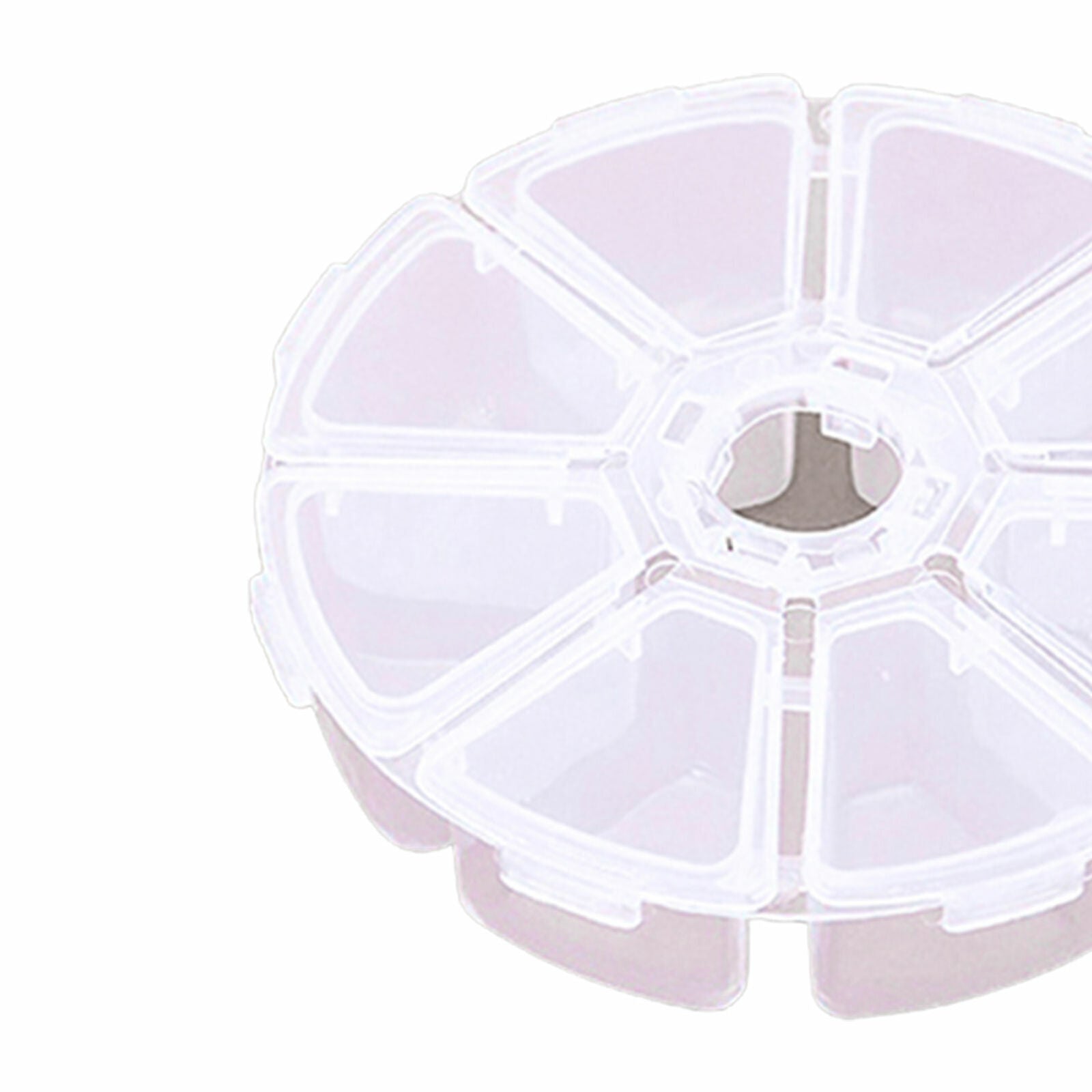 Round 8 Grid Clear Plastic Box Jewelry Storage Container Craft Organizer Utility