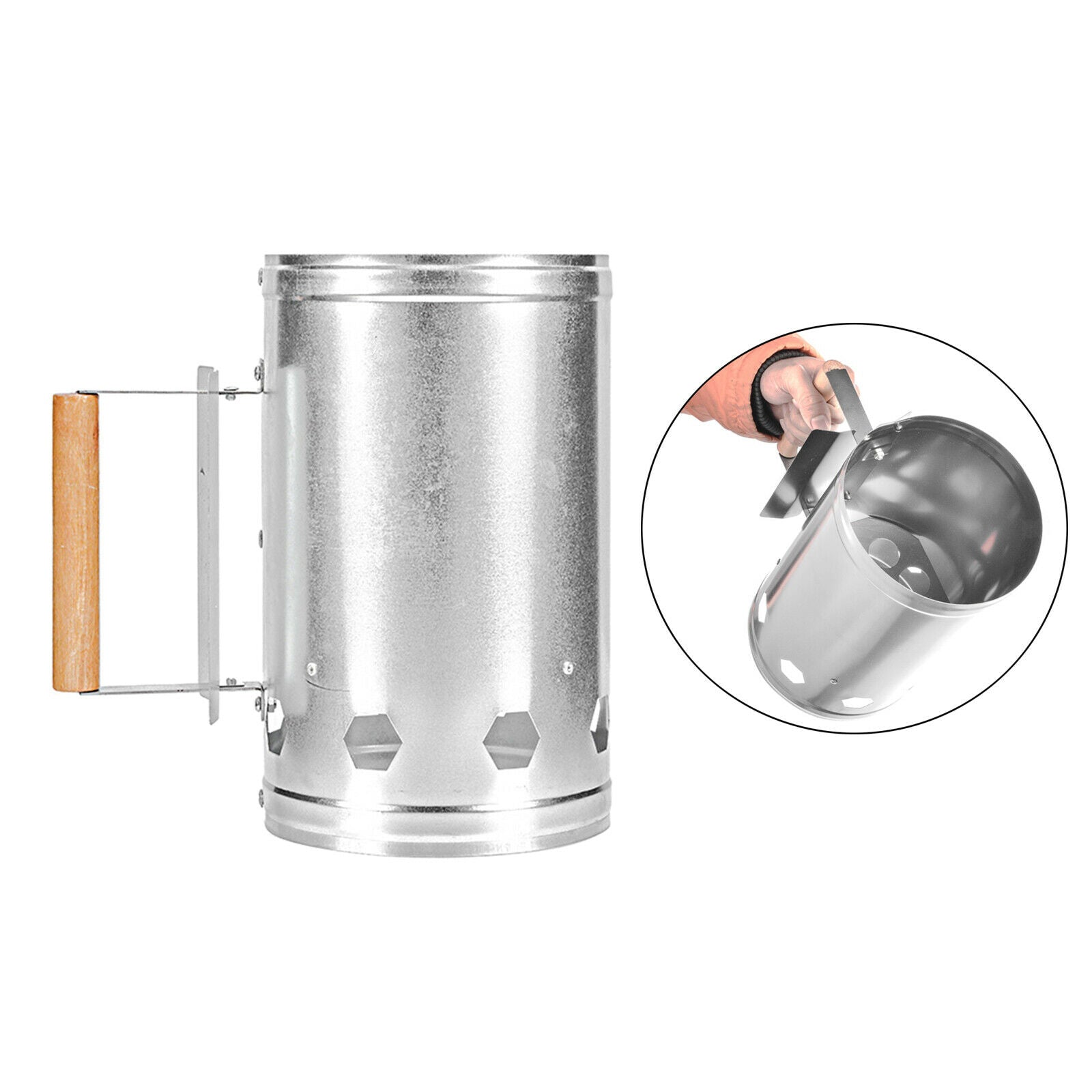 Chimney Starter BBQ Fire Lighter Burner Barrel Ignition with Handle Outdoor