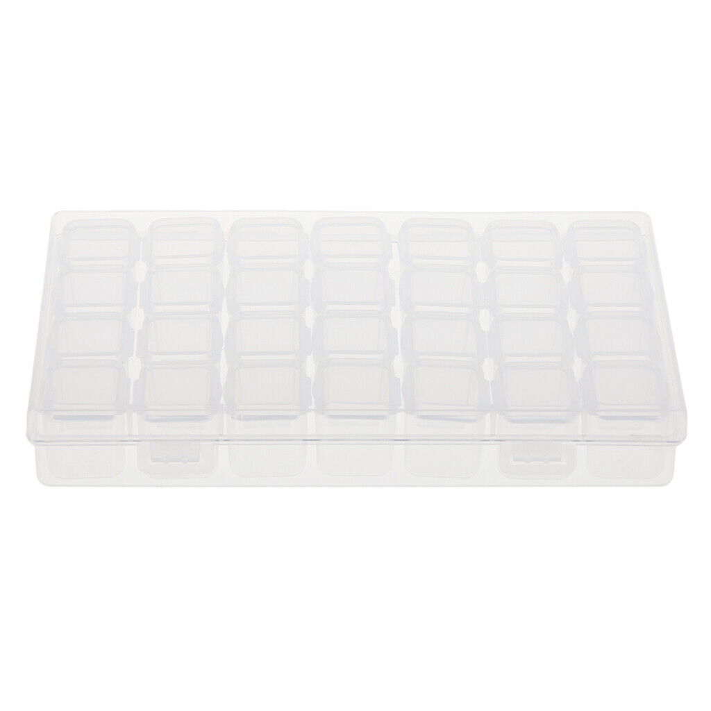 3pcs 28 Grids Removable Clear Beads Storage Box Container Case Organizer