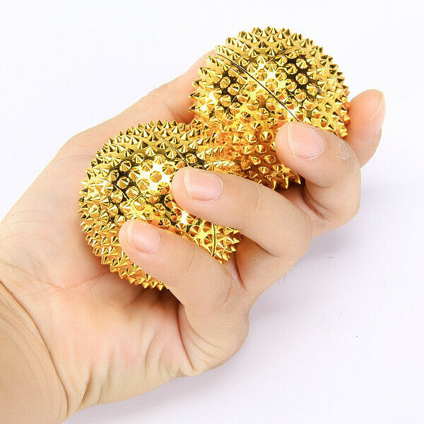 Magnetic Hand Palm Massage Needle Massaging Stimulation Balls (Golden)