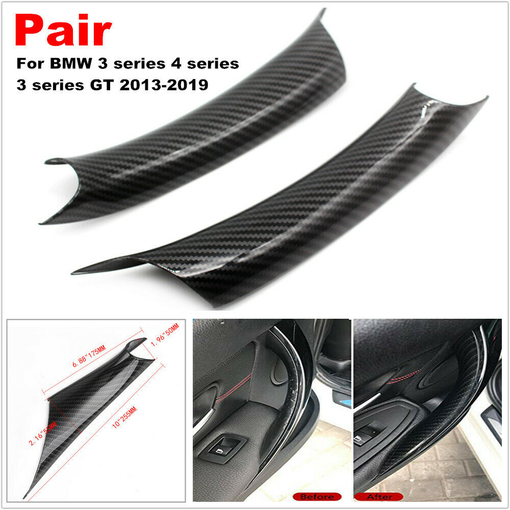Carbon Fiber Color Car Interior Door Pull Handle Cover Fit For BMW 3 & 4 Series