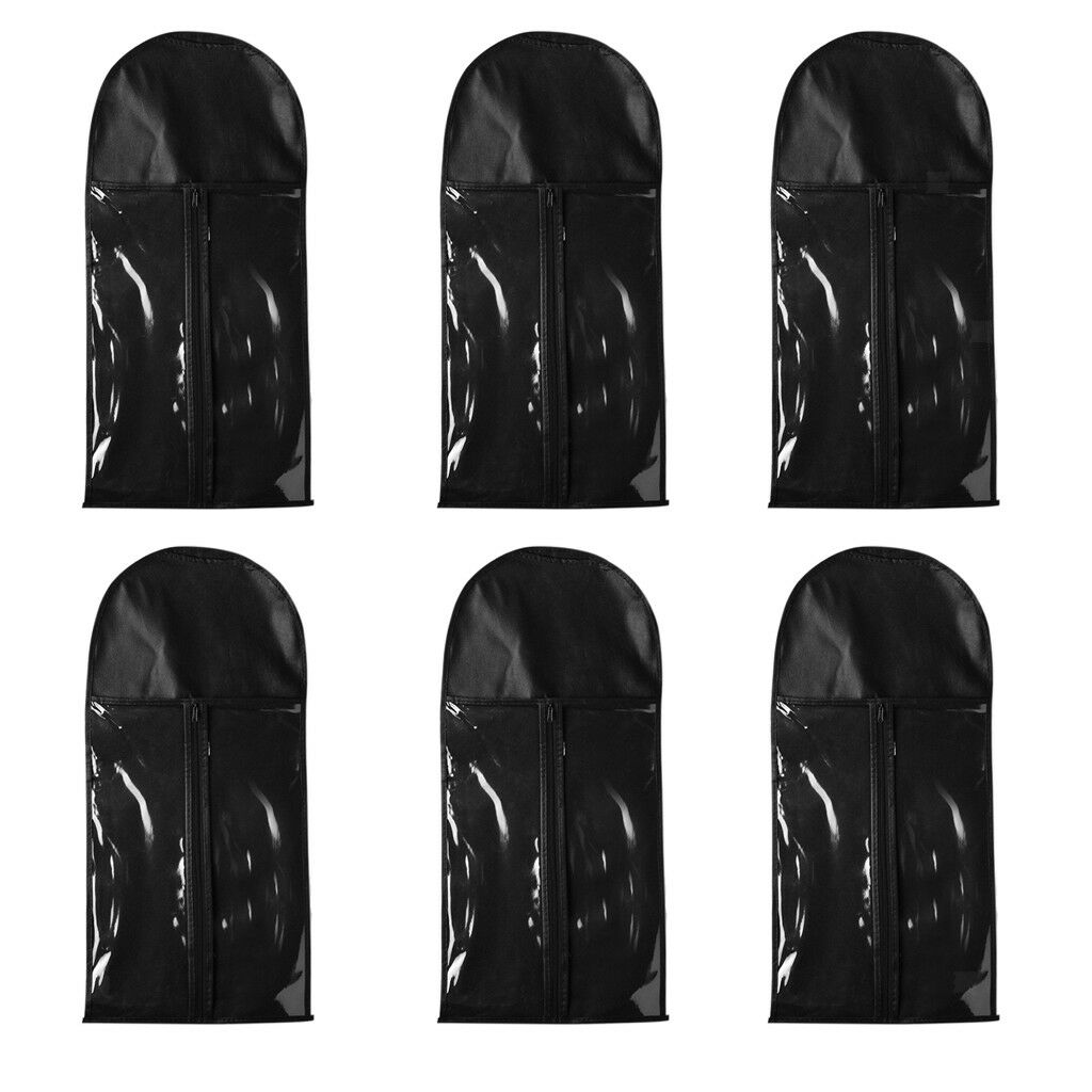 6pcs Hair Extension Wig Storage Bag Holder Case Dustproof Protector Black