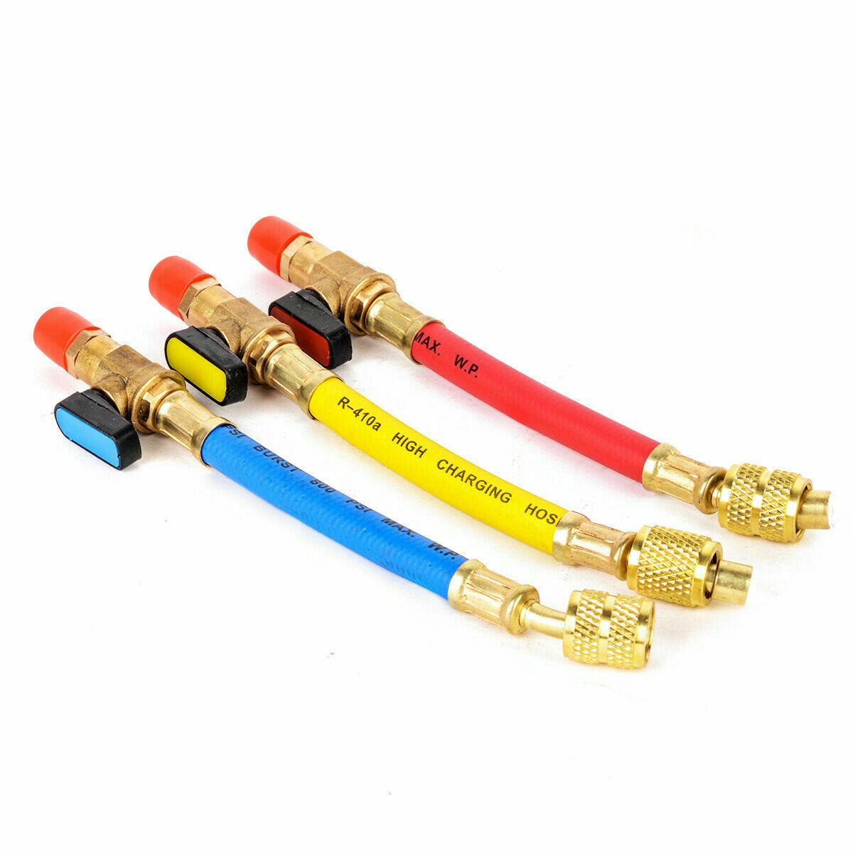 Ball Valve 7" R410A Hvac Ac Tool Kit 1/4"ma To 5/16 F Charging Hoses Refrigerant